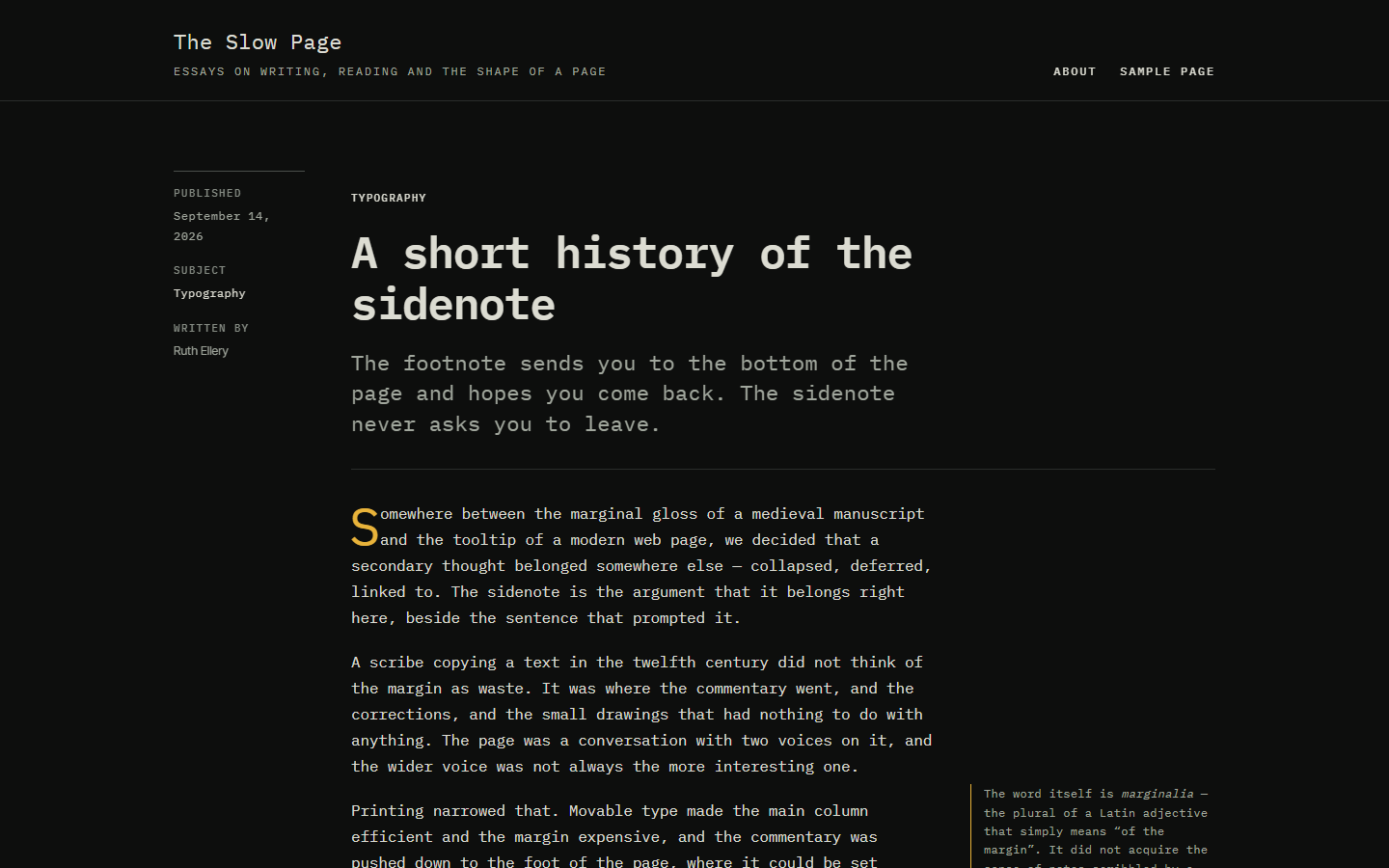 The Terminal style variation of the Marginalia theme