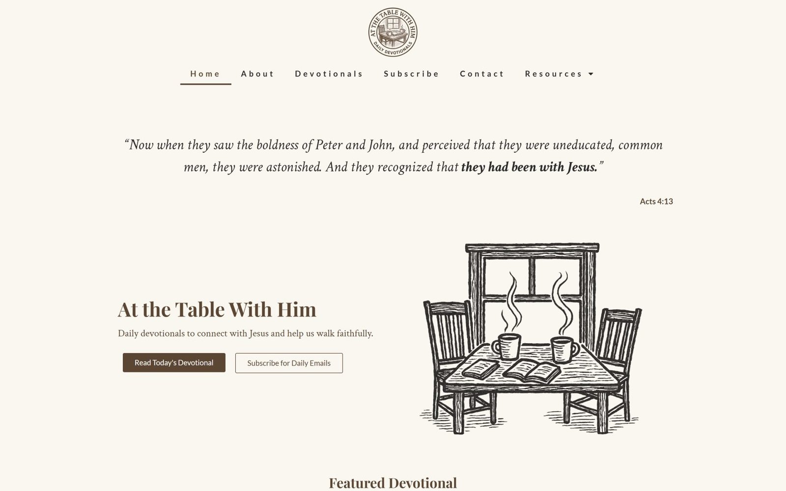 At the Table With Him website built by Dotance