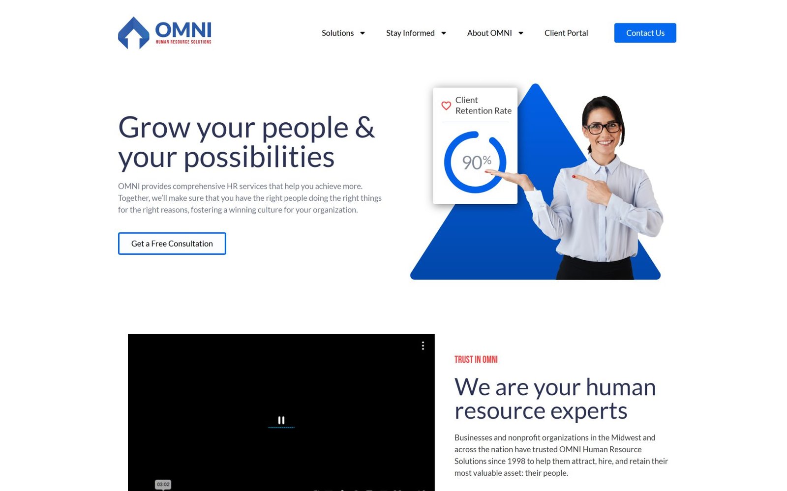 Screenshot of the Omni HRM site we built