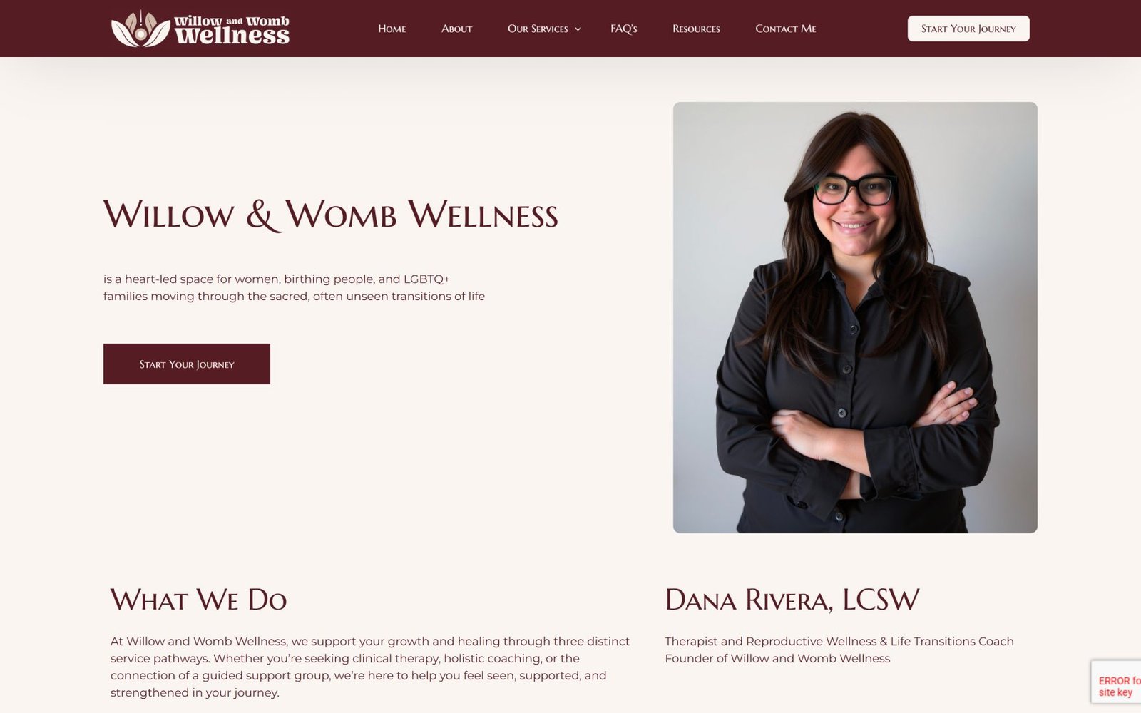 Willow and Womb Wellness website built by Dotance
