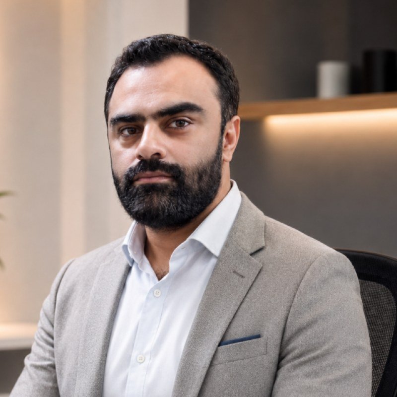 Usman Khan, founder of Dotance, at his desk